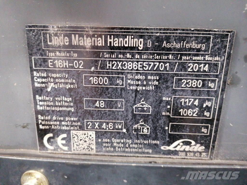 Linde E16H-02 バッテリーフォークリフト