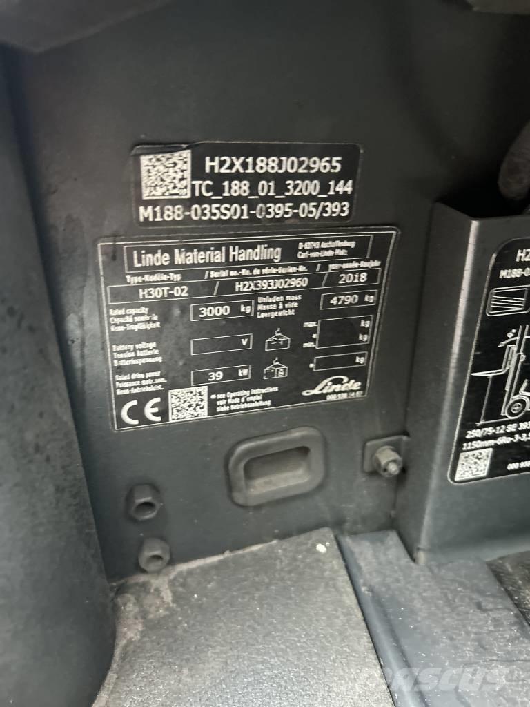 Linde H30T-02 LPGフォークリフト