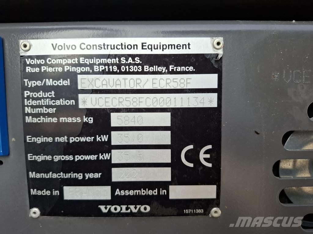 Volvo ECR 58 F ミニ油圧ショベル 7t以下（ミニユンボ・ミニディガー）