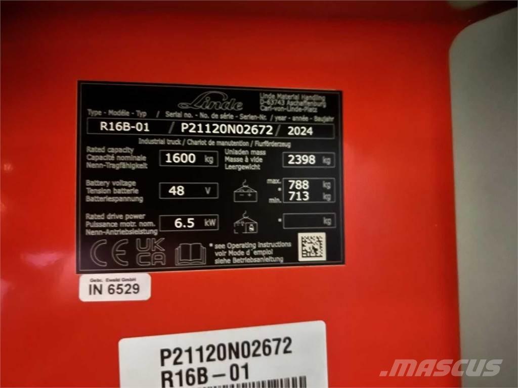 Linde R16B リーチフォークリフト
