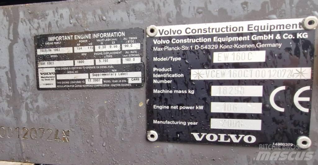 Volvo EW160C ホイール式油圧ショベル（パワーショベル・ユンボ・バックホー）