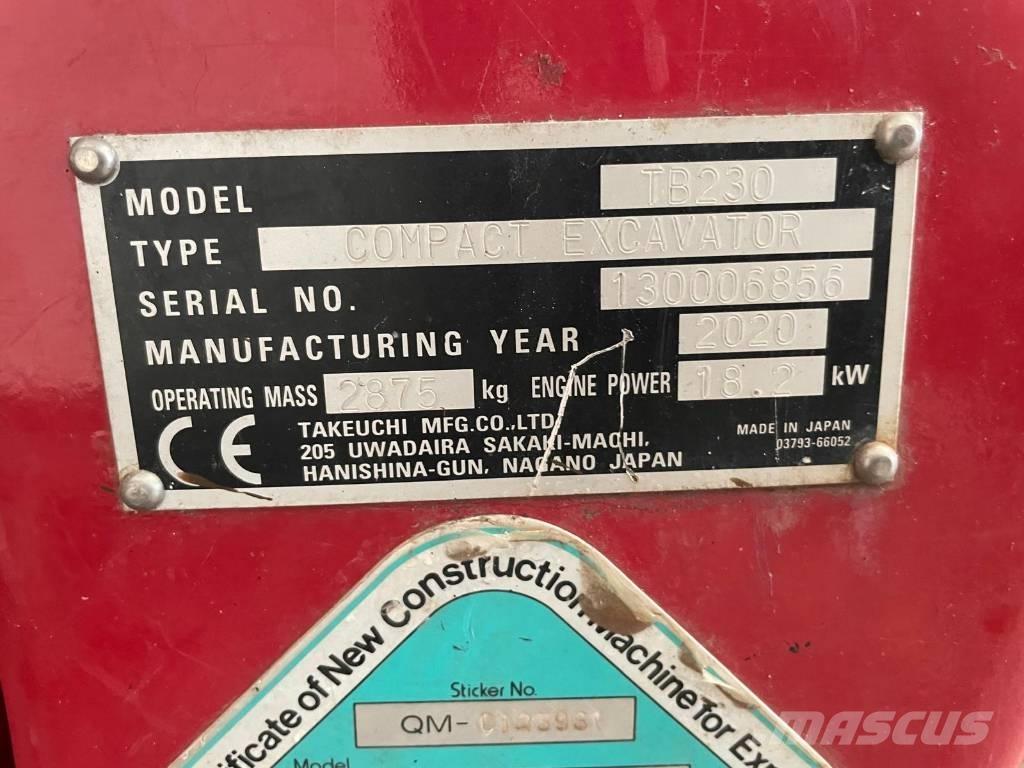 Takeuchi TB 230 ミニ油圧ショベル 7t以下（ミニユンボ・ミニディガー）