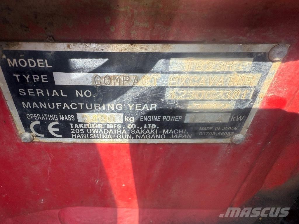 Takeuchi TB 23 R ミニ油圧ショベル 7t以下（ミニユンボ・ミニディガー）