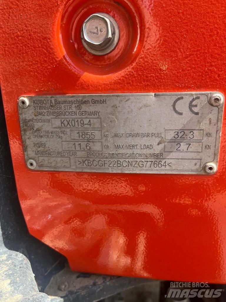 Kubota KX 019-4 ミニ油圧ショベル 7t以下（ミニユンボ・ミニディガー）