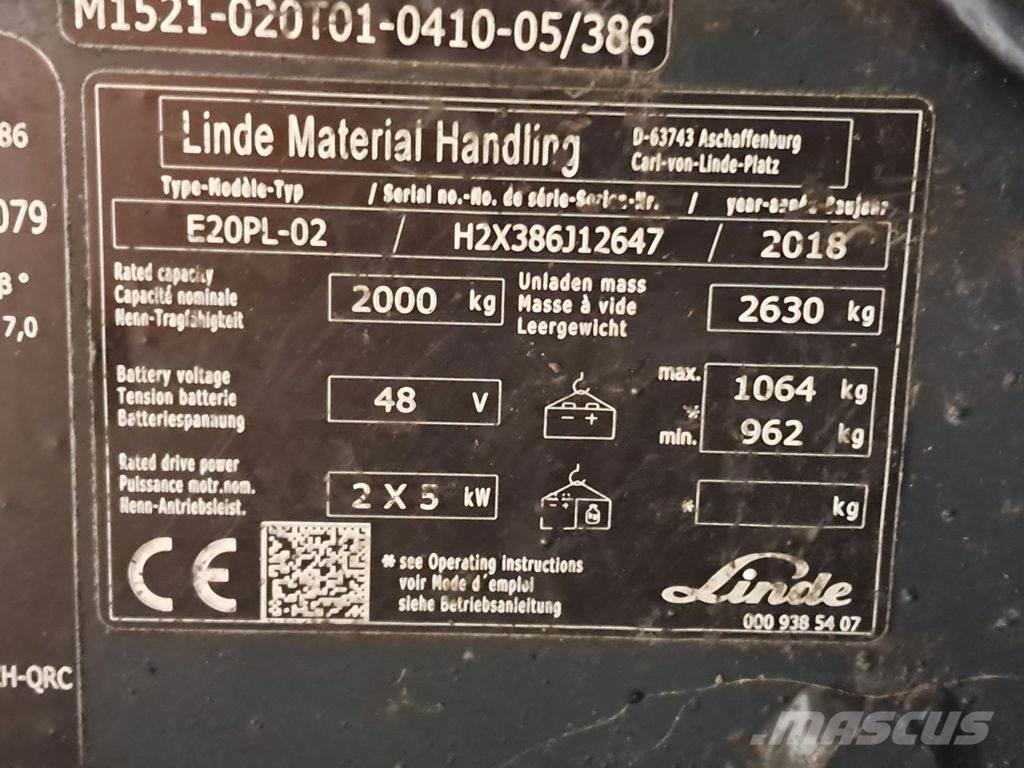 Linde E20PL-02 バッテリーフォークリフト