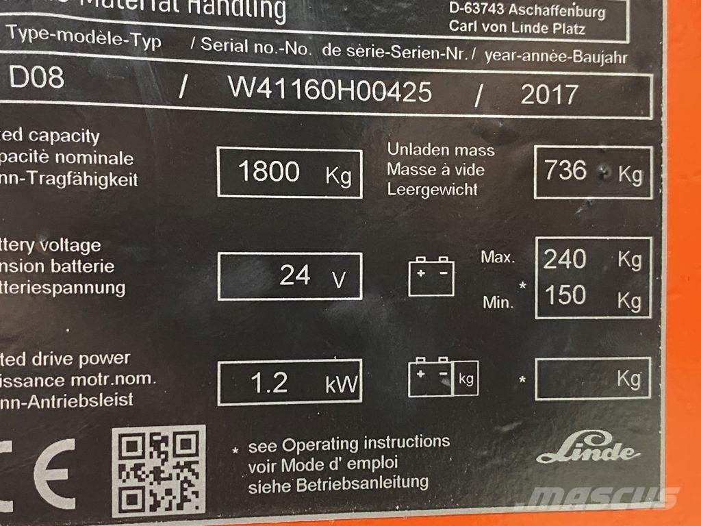 Linde D08 ウォーキンフォークリフト