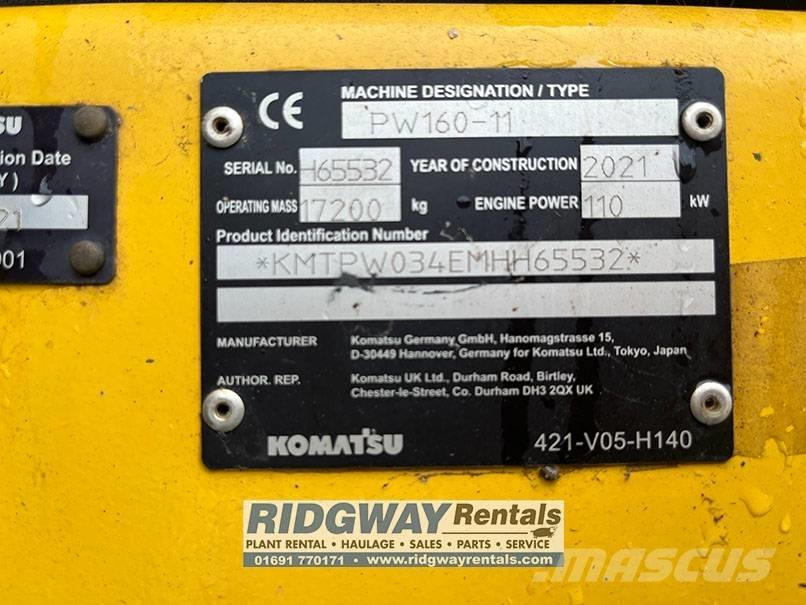 Komatsu PW 160 ホイール式油圧ショベル（パワーショベル・ユンボ・バックホー）