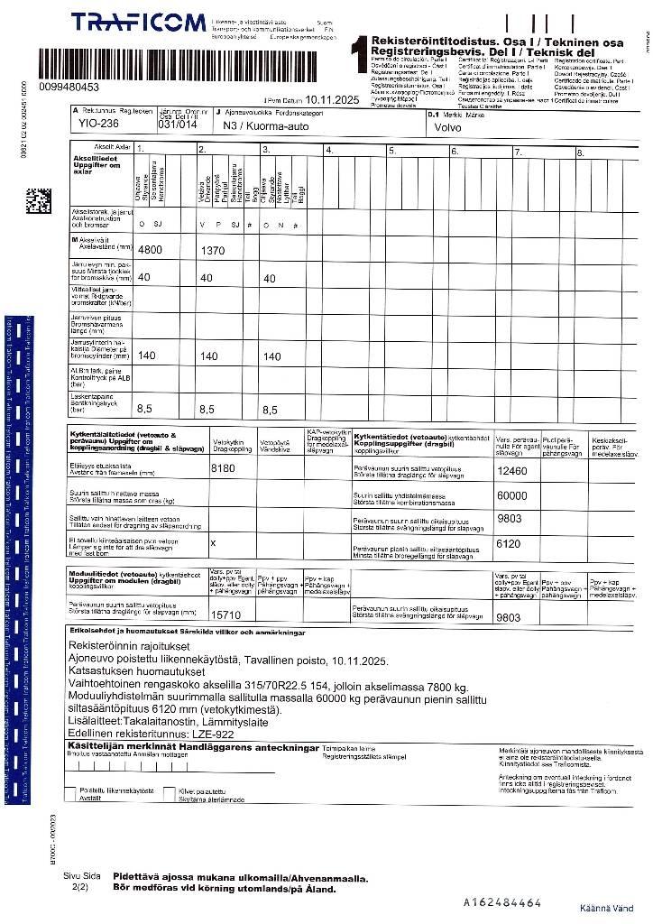 Volvo FH 13 ボックスボディー、ウイング、箱車