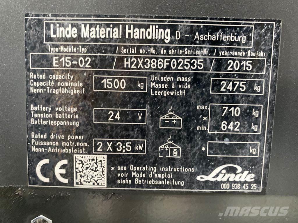 Linde E15-02 バッテリーフォークリフト