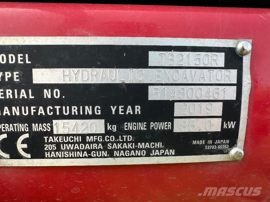Takeuchi TB 2150 R 大型油圧ショベル12t以上（パワーショベル・ユンボ）