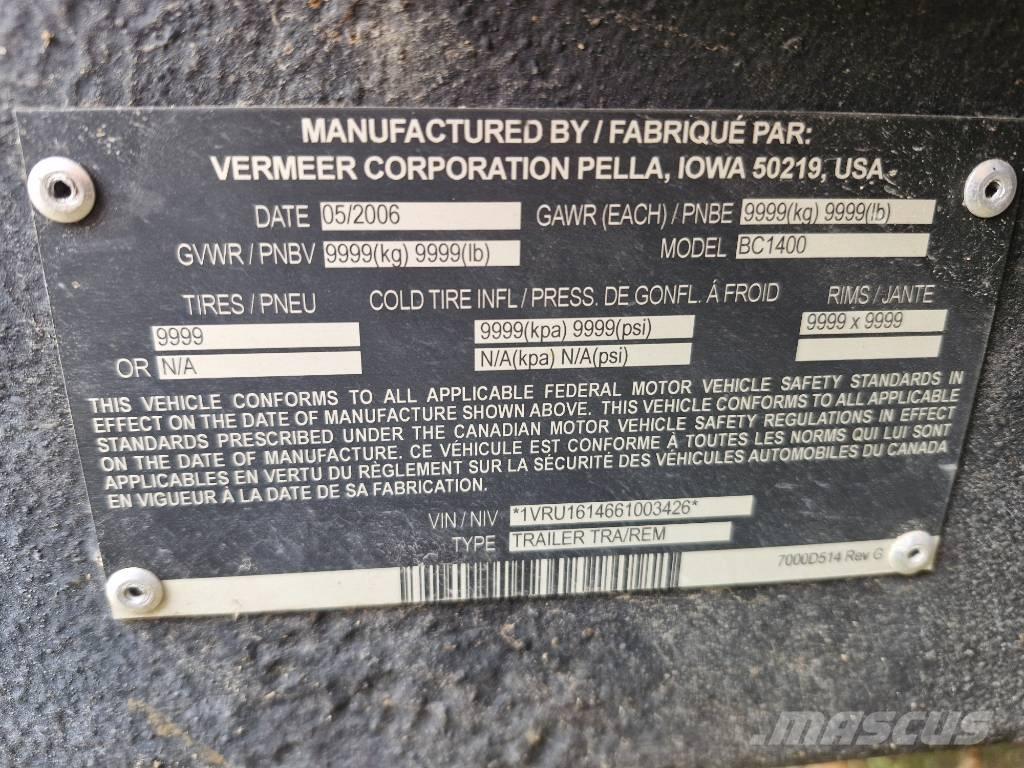 Vermeer BC1400 ウッドチッパー