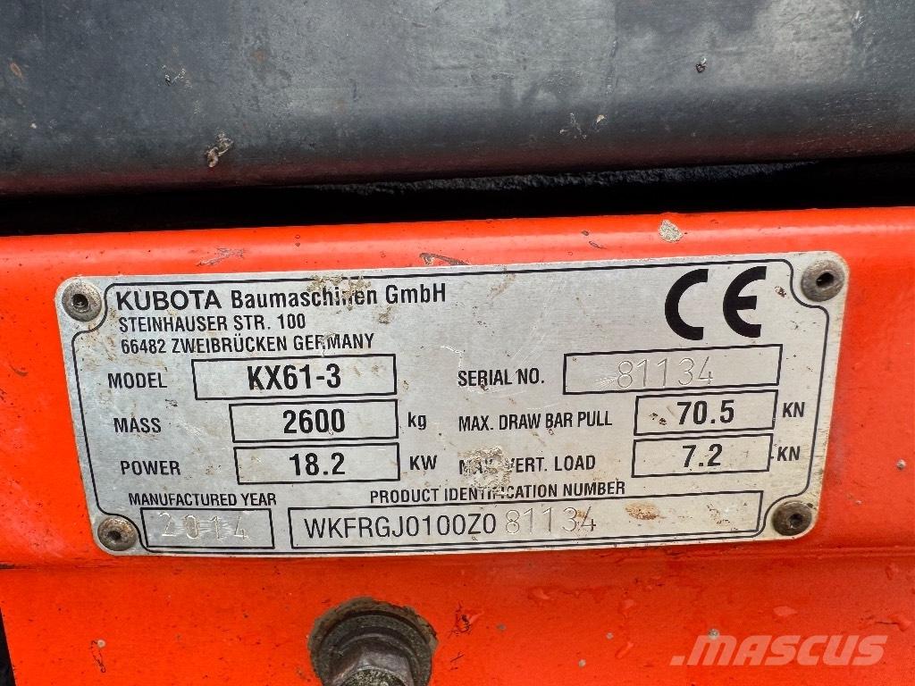 Kubota KX 61-3 ミニ油圧ショベル 7t以下（ミニユンボ・ミニディガー）