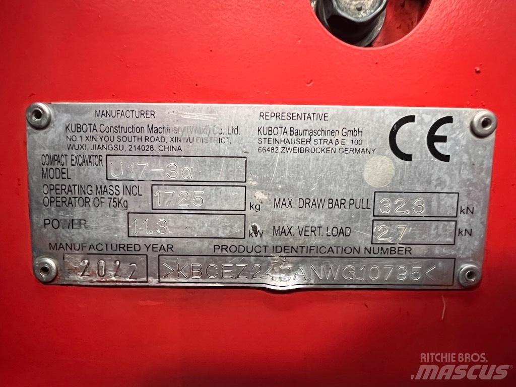 Kubota U 17-3 ミニ油圧ショベル 7t以下（ミニユンボ・ミニディガー）