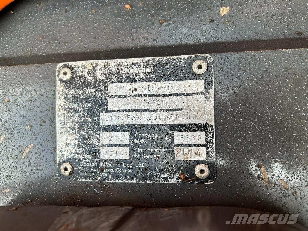 Doosan DX 80 R 中型油圧ショベル 7ｔ-12ｔ（ユンボ・パワーショベル・バックホー）