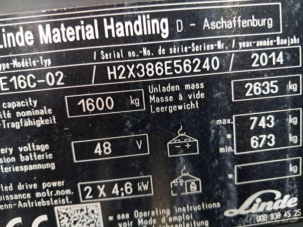 Linde E16C-02 バッテリーフォークリフト