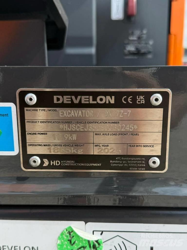 Develon DX 17 Z-7 ミニ油圧ショベル 7t以下（ミニユンボ・ミニディガー）