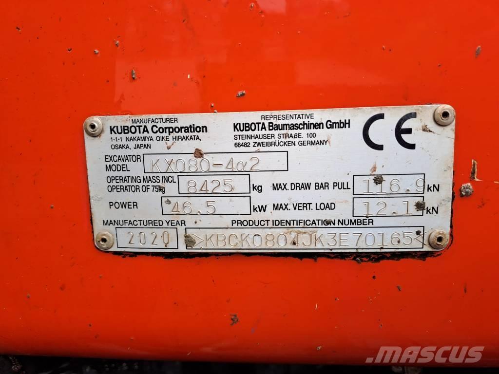 Kubota KX 080-4 中型油圧ショベル 7ｔ-12ｔ（ユンボ・パワーショベル・バックホー）
