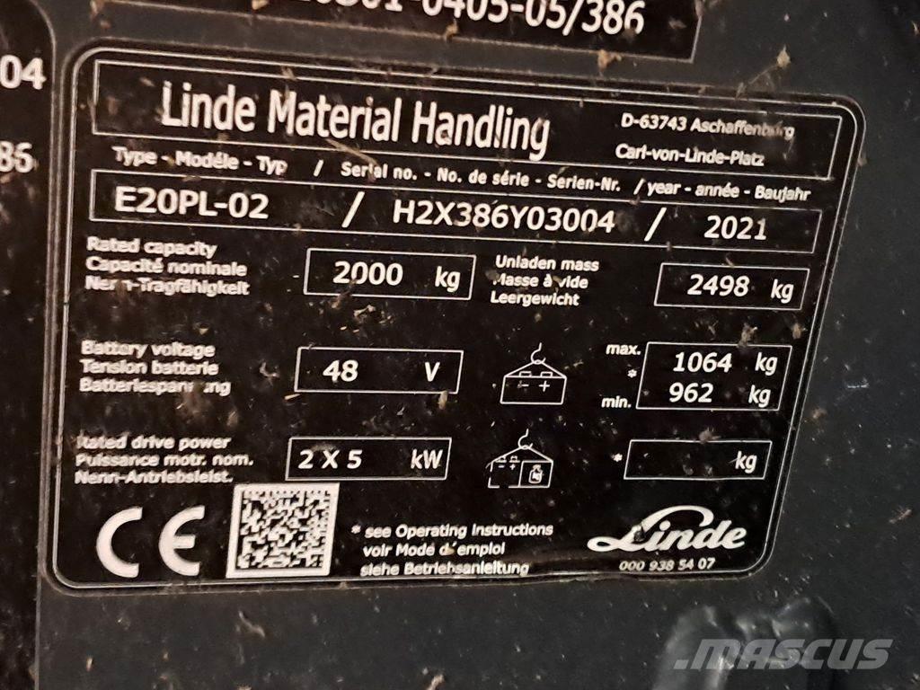 Linde E20PL-02 バッテリーフォークリフト