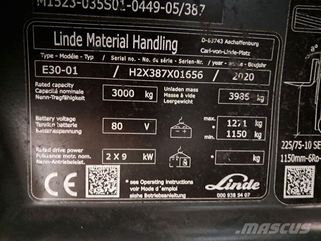 Linde E30-01 バッテリーフォークリフト