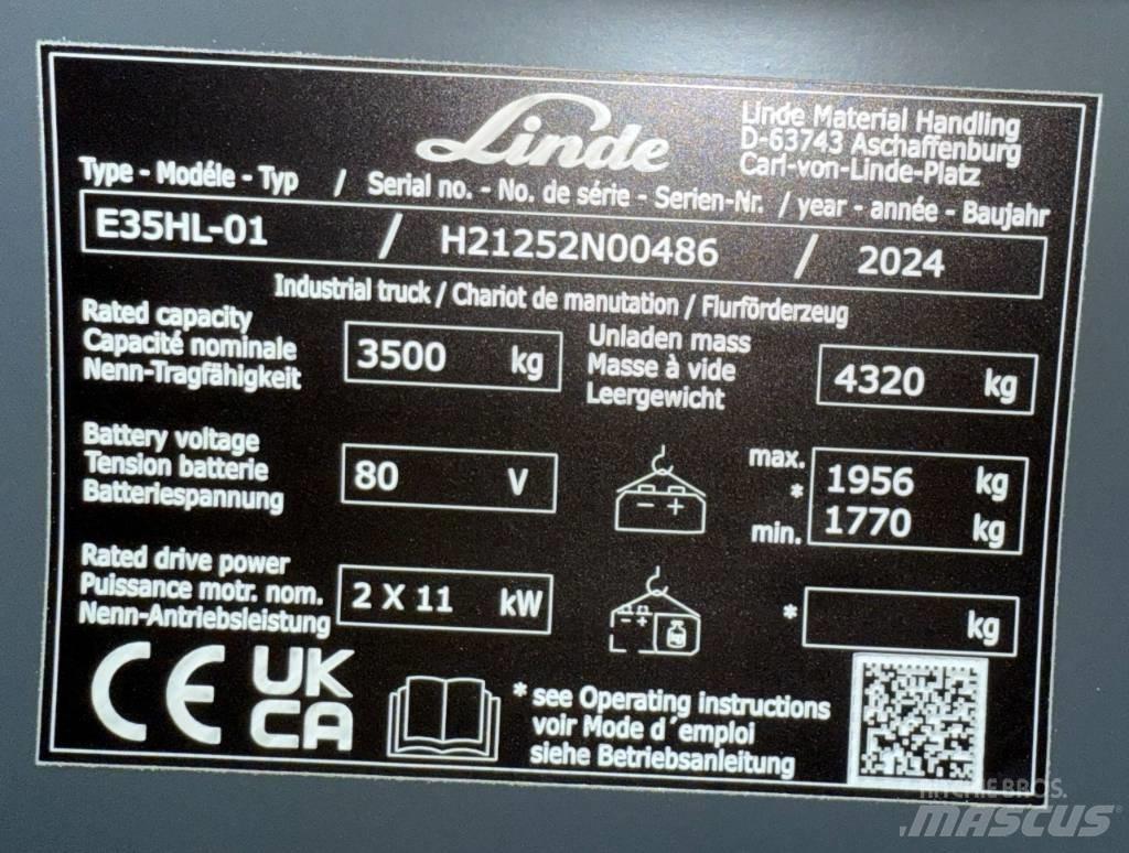 Linde E35HL/1252-01 バッテリーフォークリフト