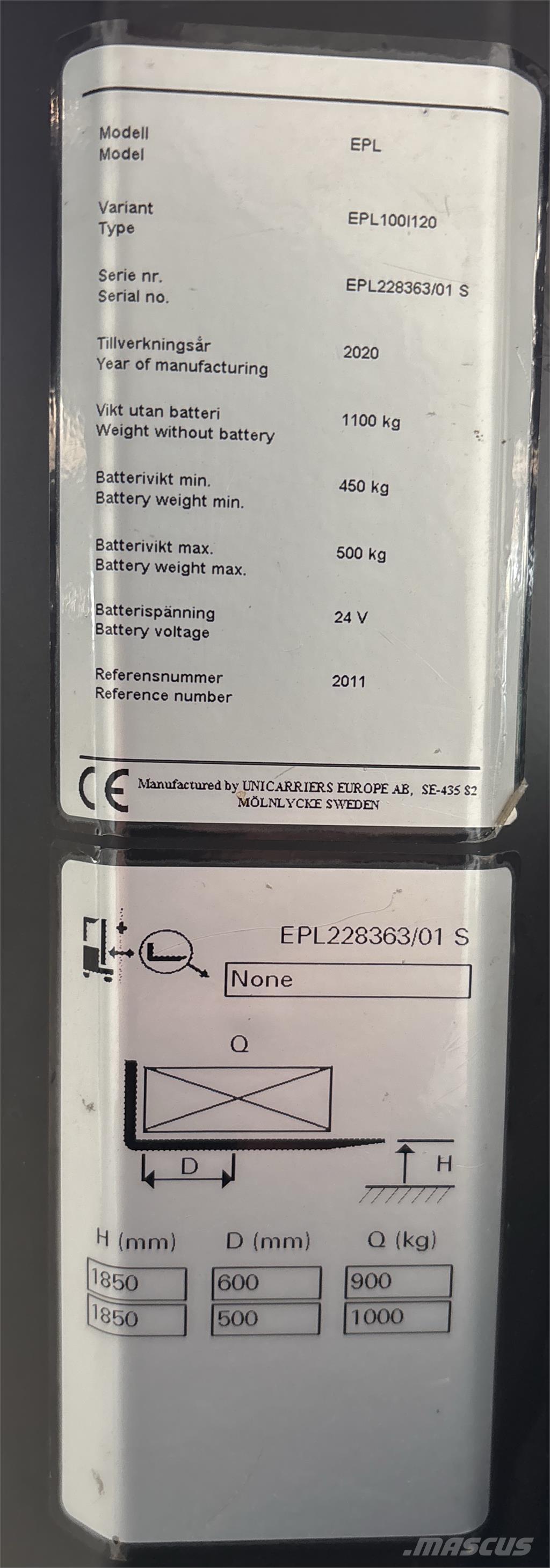 UniCarriers EPL100 低型オーダーピッカー