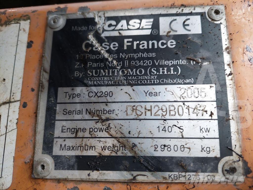 CASE CX 290 大型油圧ショベル12t以上（パワーショベル・ユンボ）