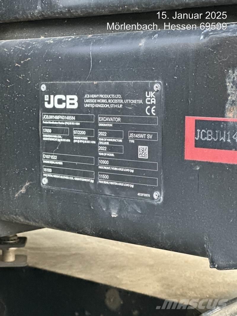JCB JS145W PLUS ホイール式油圧ショベル（パワーショベル・ユンボ・バックホー）