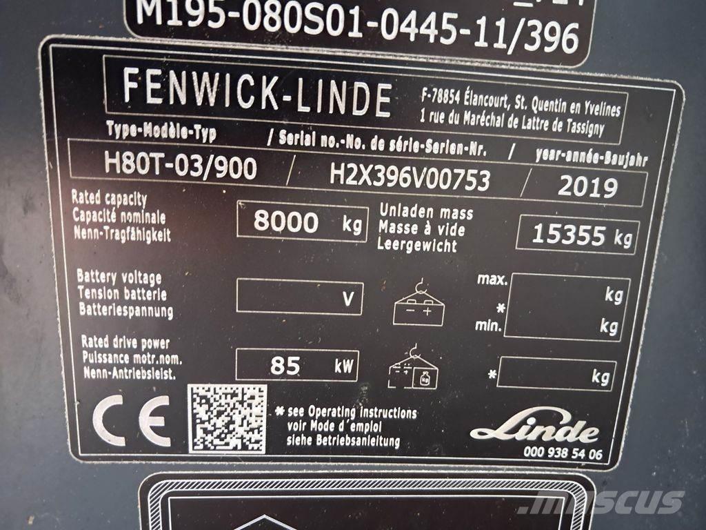 Linde H80T/03-900 LPGフォークリフト