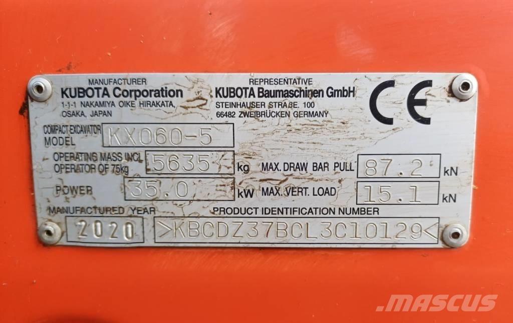 Kubota KX 060-5 ミニ油圧ショベル 7t以下（ミニユンボ・ミニディガー）