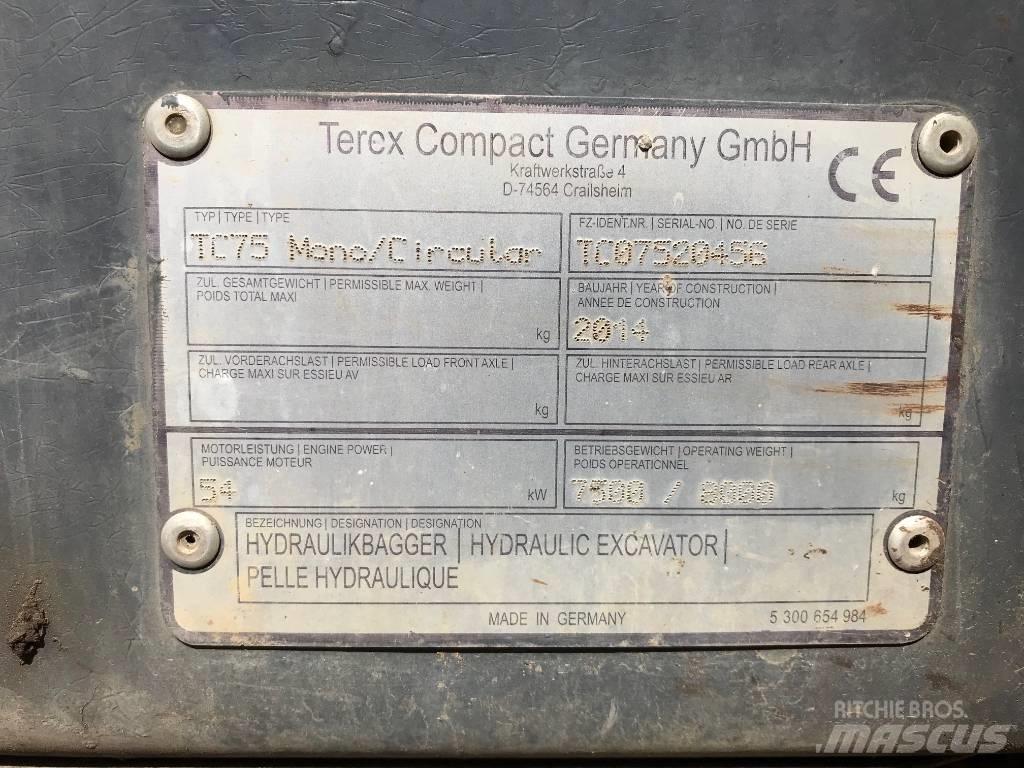 Terex TC 75 中型油圧ショベル 7ｔ-12ｔ（ユンボ・パワーショベル・バックホー）