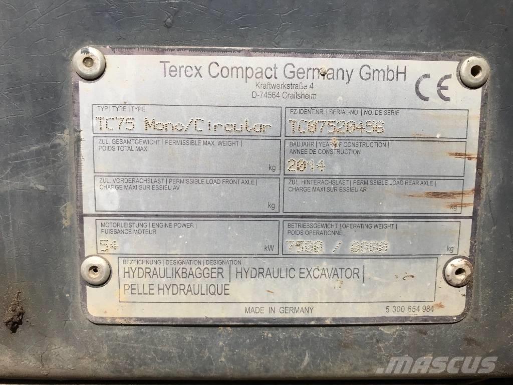 Terex TC 75 (Circular) 中型油圧ショベル 7ｔ-12ｔ（ユンボ・パワーショベル・バックホー）
