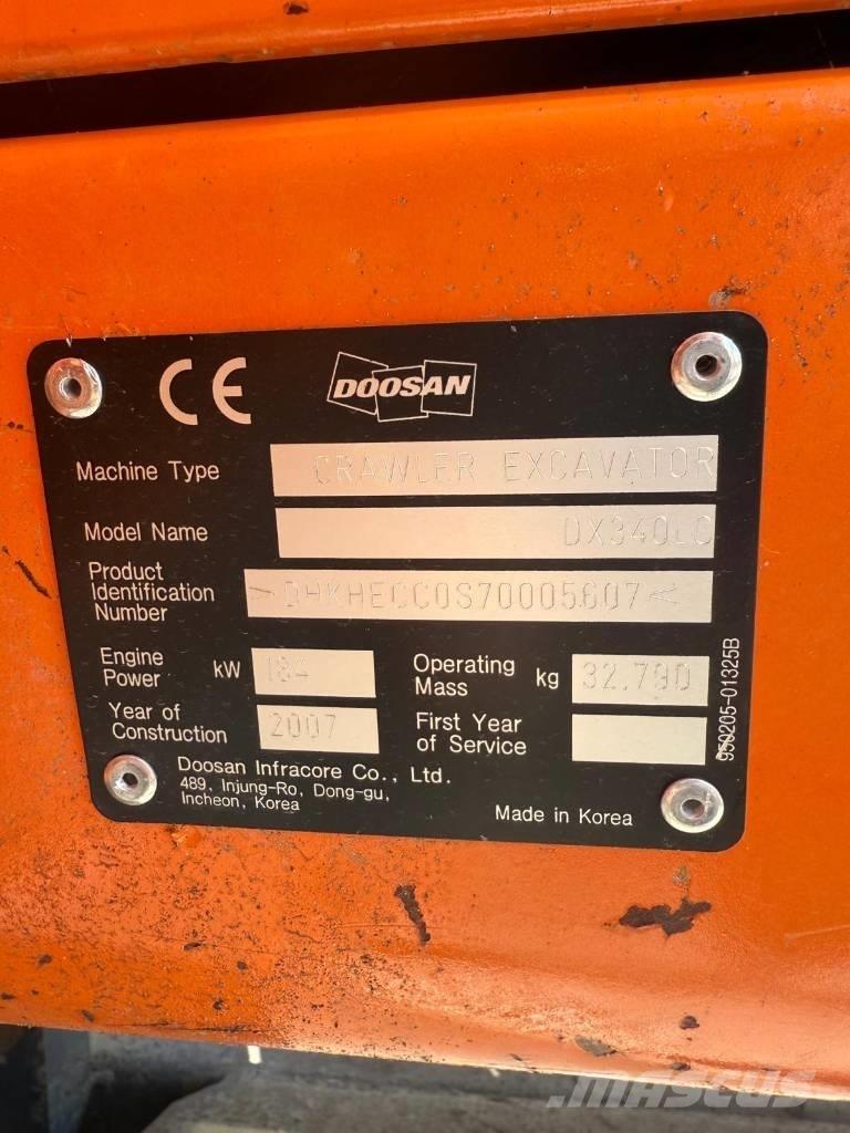 Doosan DX 340 LC 大型油圧ショベル12t以上（パワーショベル・ユンボ）