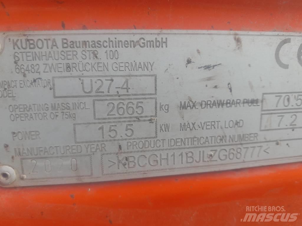 Kubota U 27-4 ミニ油圧ショベル 7t以下（ミニユンボ・ミニディガー）