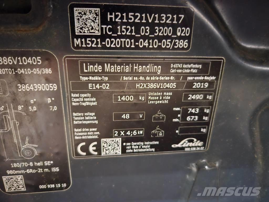 Linde E14 バッテリーフォークリフト