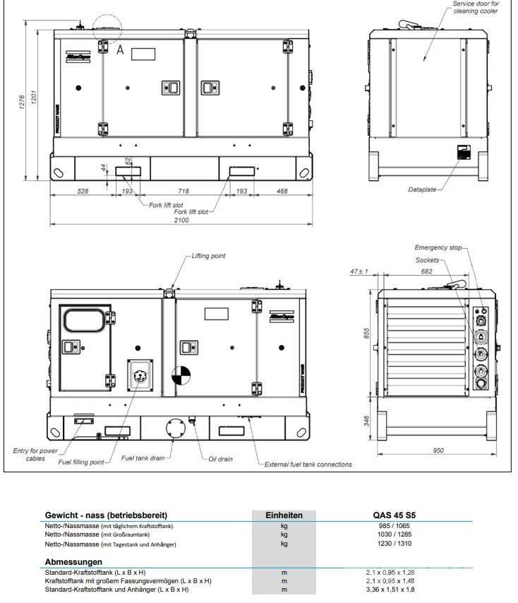 Atlas Copco QAS45 ディーゼル発電機