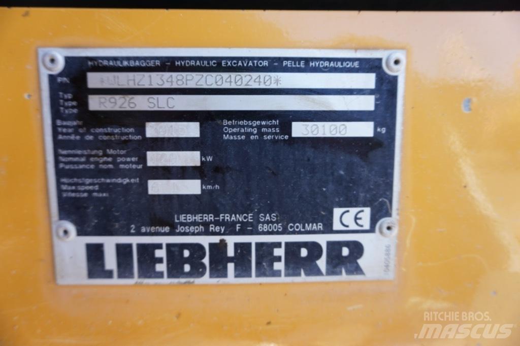 Liebherr R 926 SLC 大型油圧ショベル12t以上（パワーショベル・ユンボ）