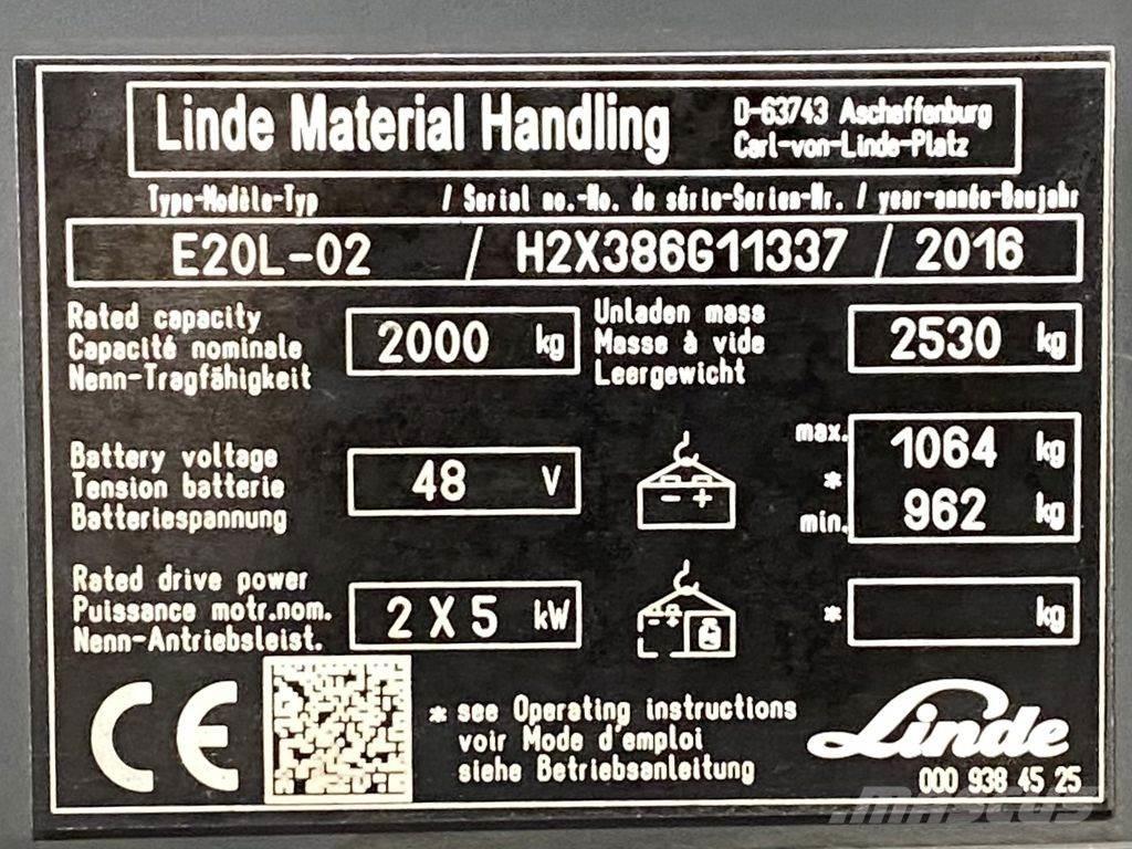 Linde E20L バッテリーフォークリフト