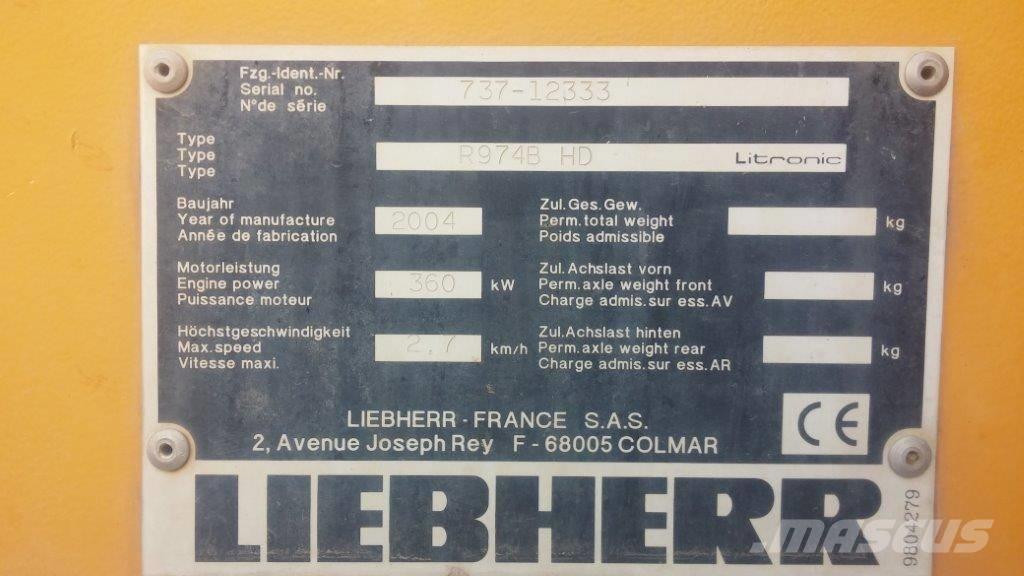 Liebherr R 974 B HD 大型油圧ショベル12t以上（パワーショベル・ユンボ）