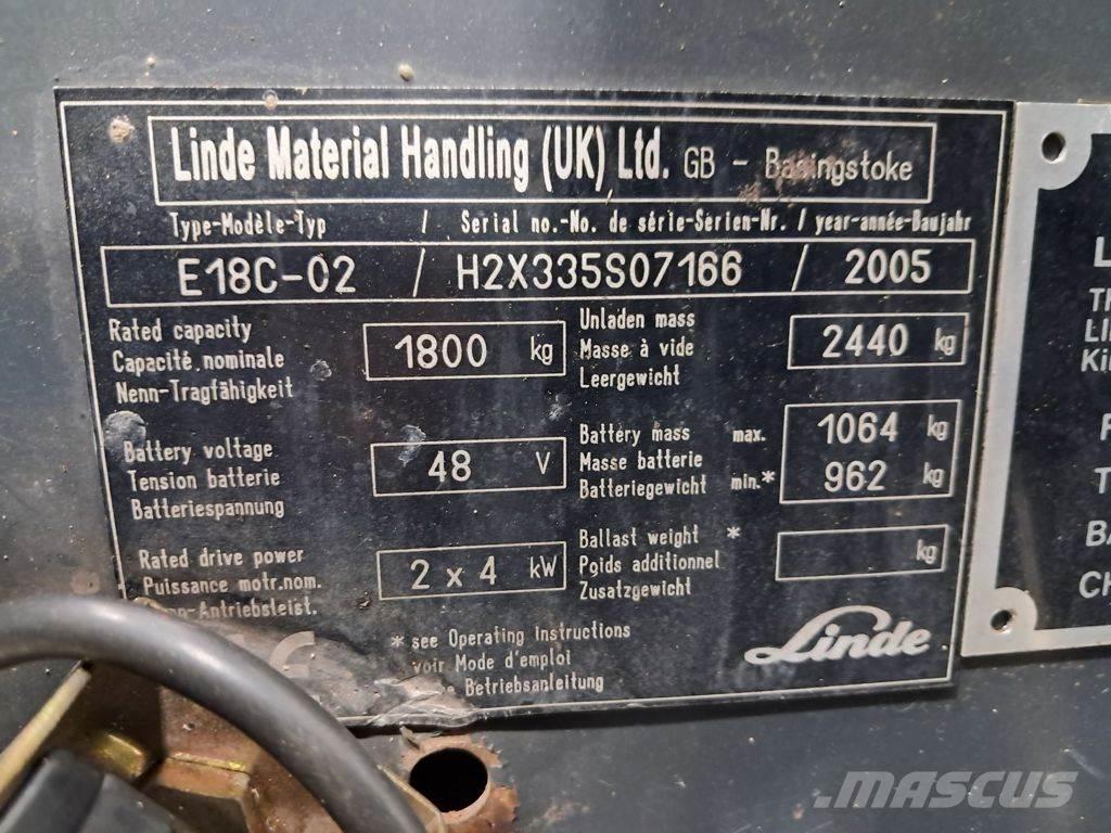 Linde E18C-02 バッテリーフォークリフト
