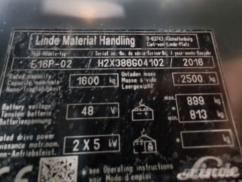 Linde E16P-02 バッテリーフォークリフト
