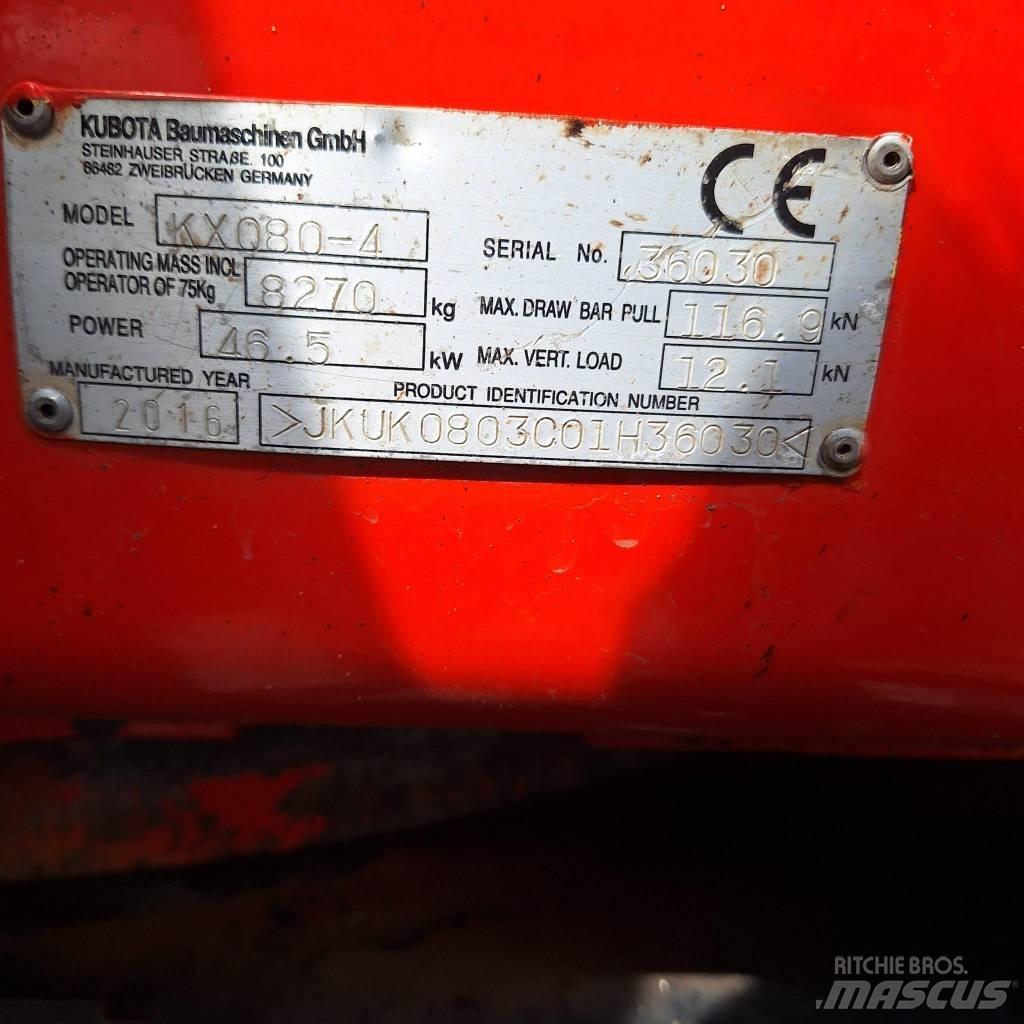 Kubota KX080-4 中型油圧ショベル 7ｔ-12ｔ（ユンボ・パワーショベル・バックホー）