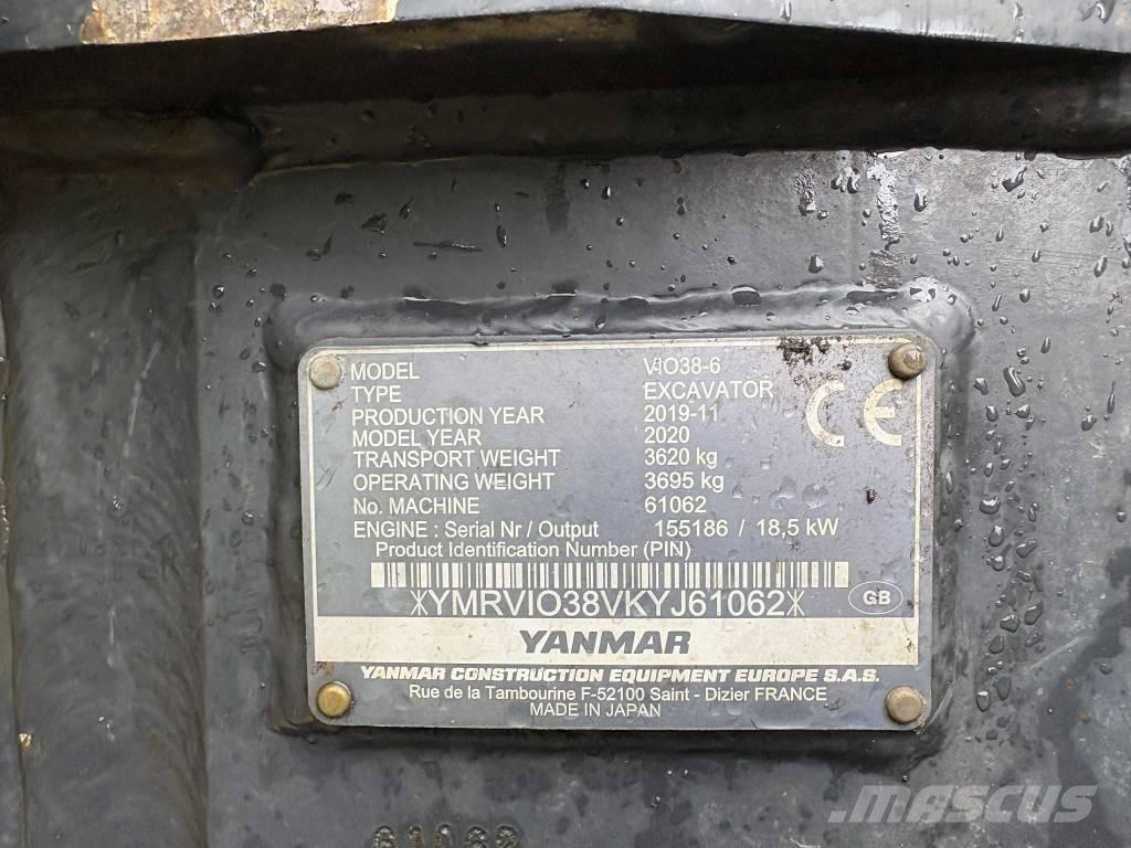 Yanmar Vio 38 ミニ油圧ショベル 7t以下（ミニユンボ・ミニディガー）