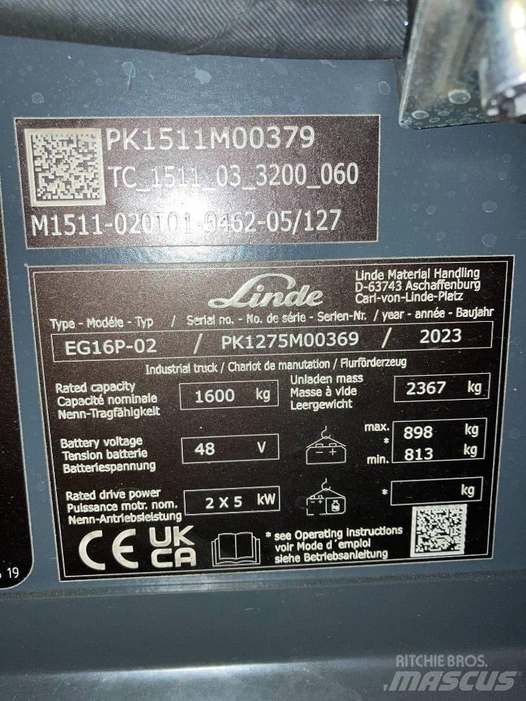 Linde EG16P/1275-02 バッテリーフォークリフト