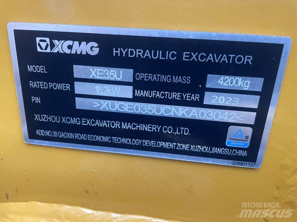XCMG XE 35 U ミニ油圧ショベル 7t以下（ミニユンボ・ミニディガー）