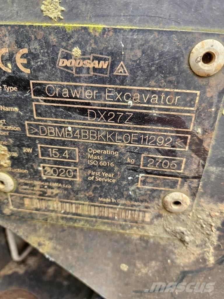 Doosan DX 27 Z ミニ油圧ショベル 7t以下（ミニユンボ・ミニディガー）