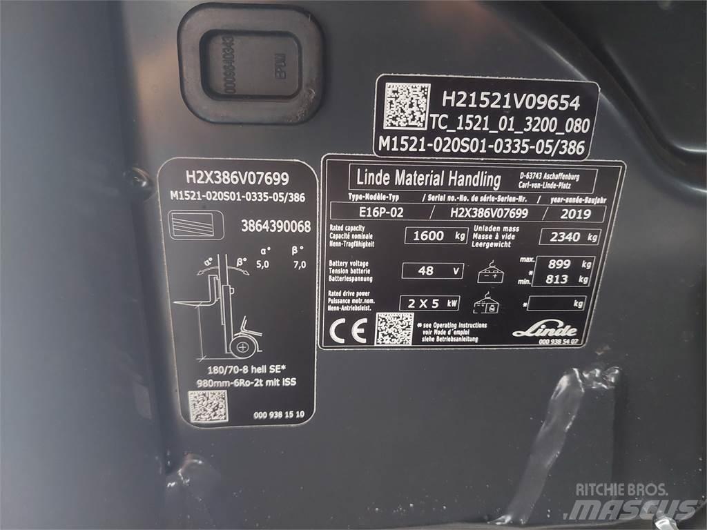 Linde E16P 02 バッテリーフォークリフト