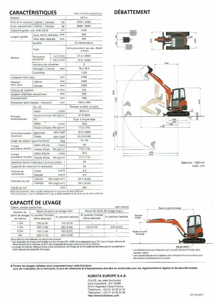 Kubota U 27-4 ミニ油圧ショベル 7t以下（ミニユンボ・ミニディガー）