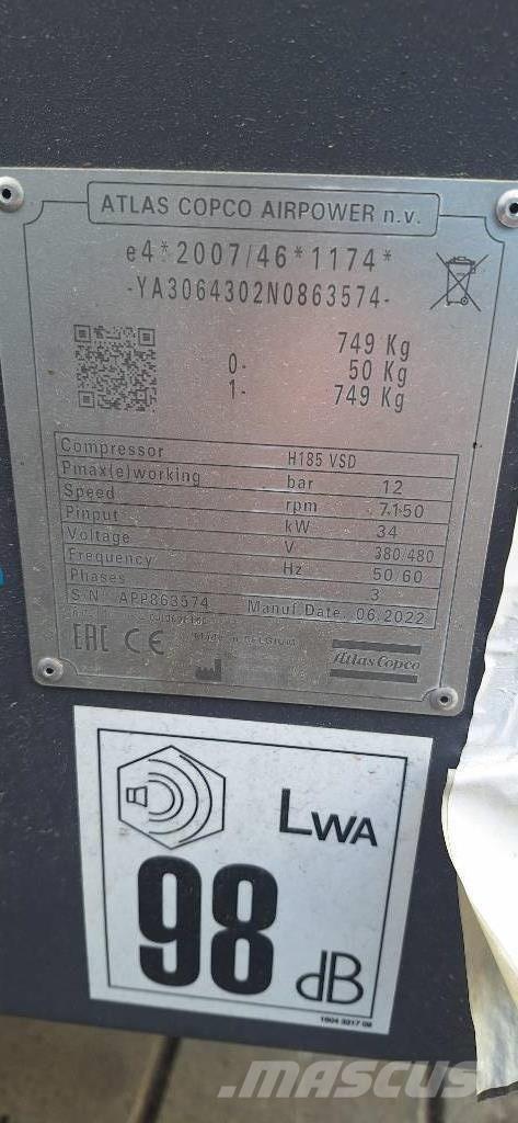 Atlas Copco H185 VSD コンプレッサー