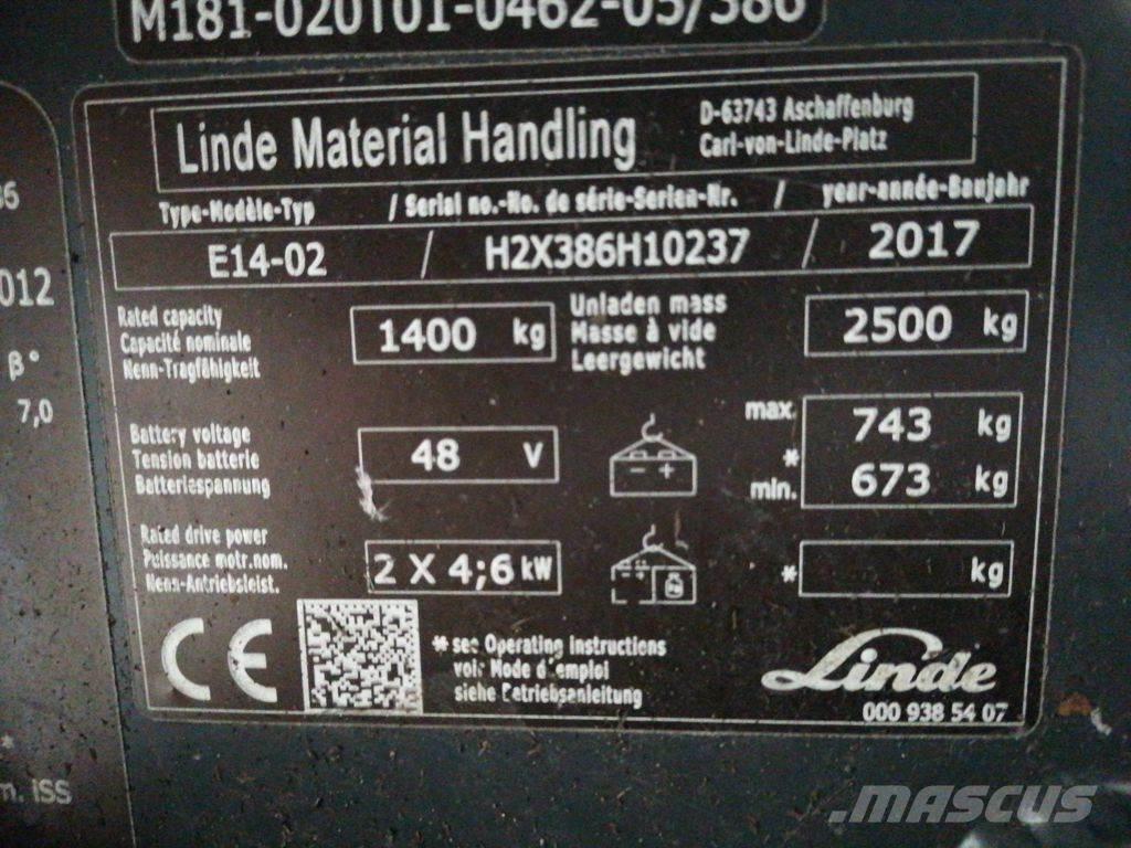 Linde E14-02 バッテリーフォークリフト
