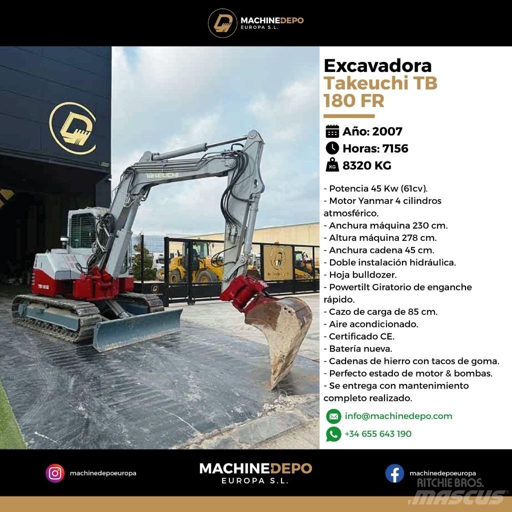 Takeuchi TB 180 FR 中型油圧ショベル 7ｔ-12ｔ（ユンボ・パワーショベル・バックホー）